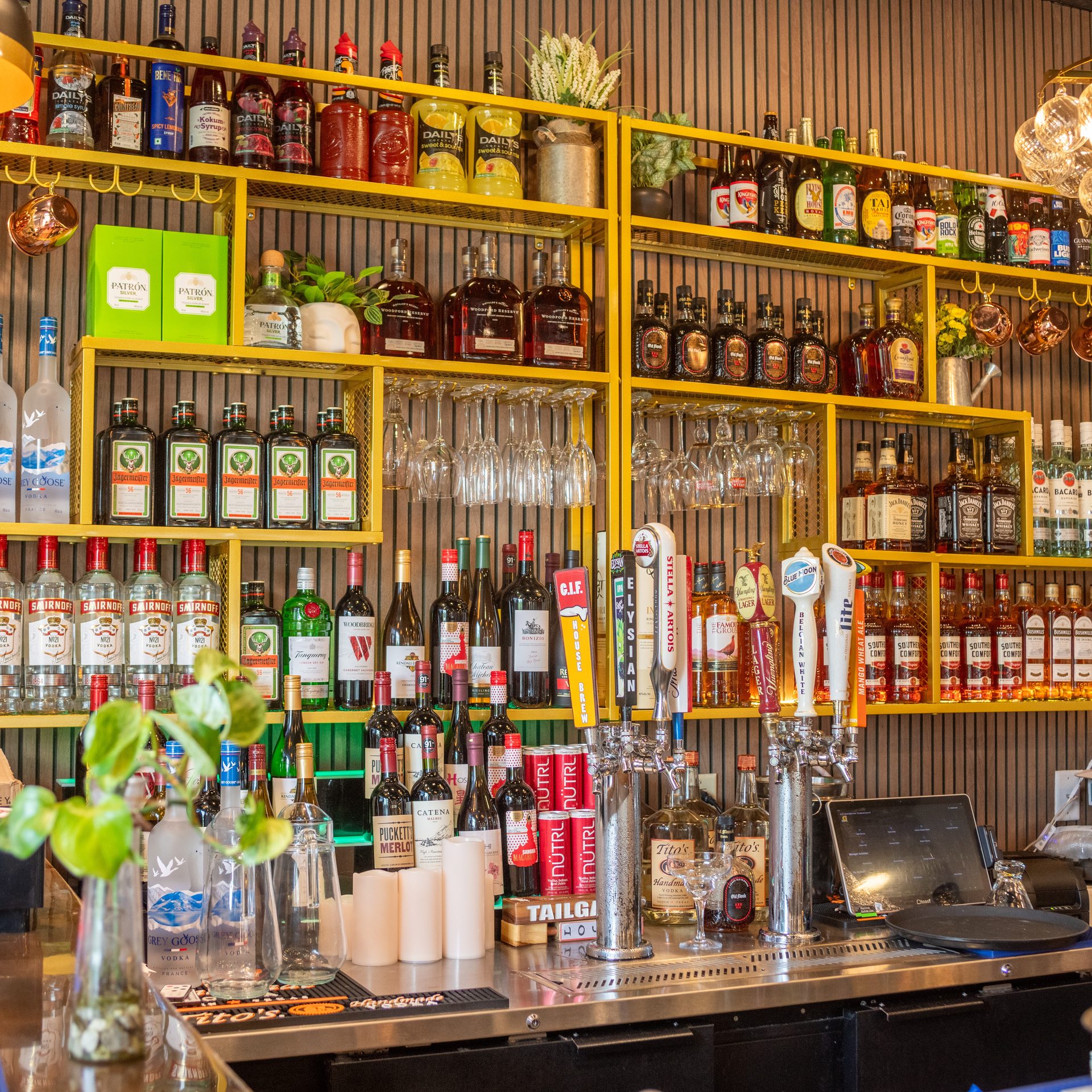Spirits Shelf & Bar Seating