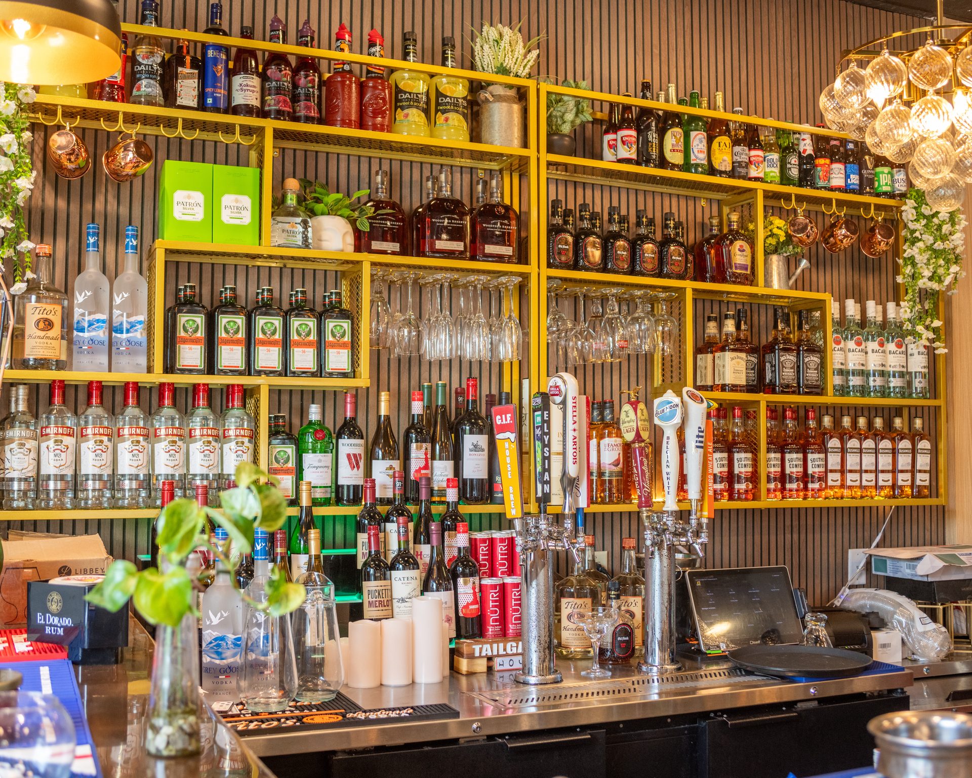 Spirits Shelf & Bar Seating